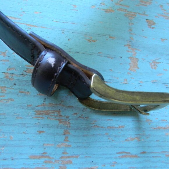 Lands End Belt Men's 40  Brown Leather Preppy Casual Dress OFFICE BRASS BUCKLE - Picture 5 of 5